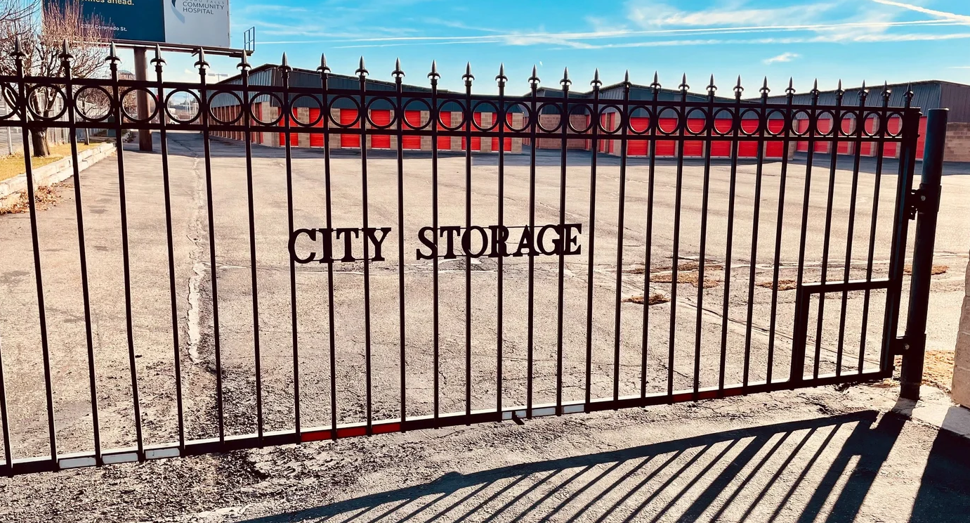 Storage facility entrance gate