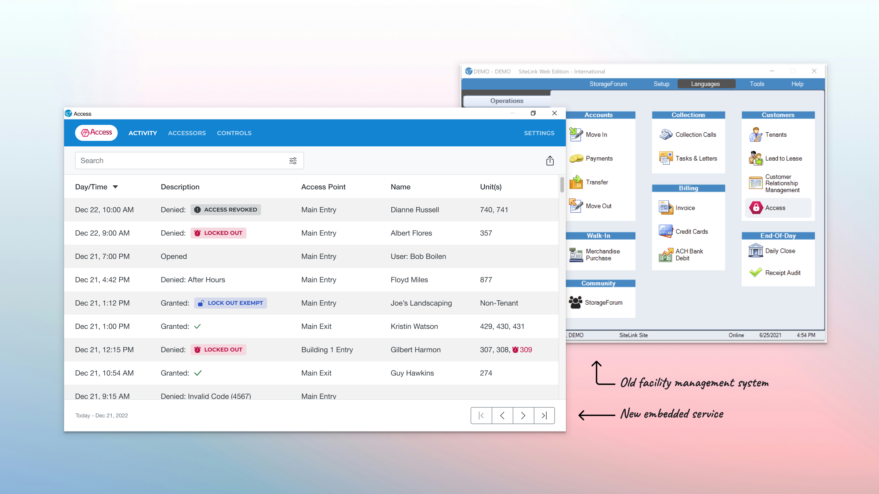Access solution — screen 1
