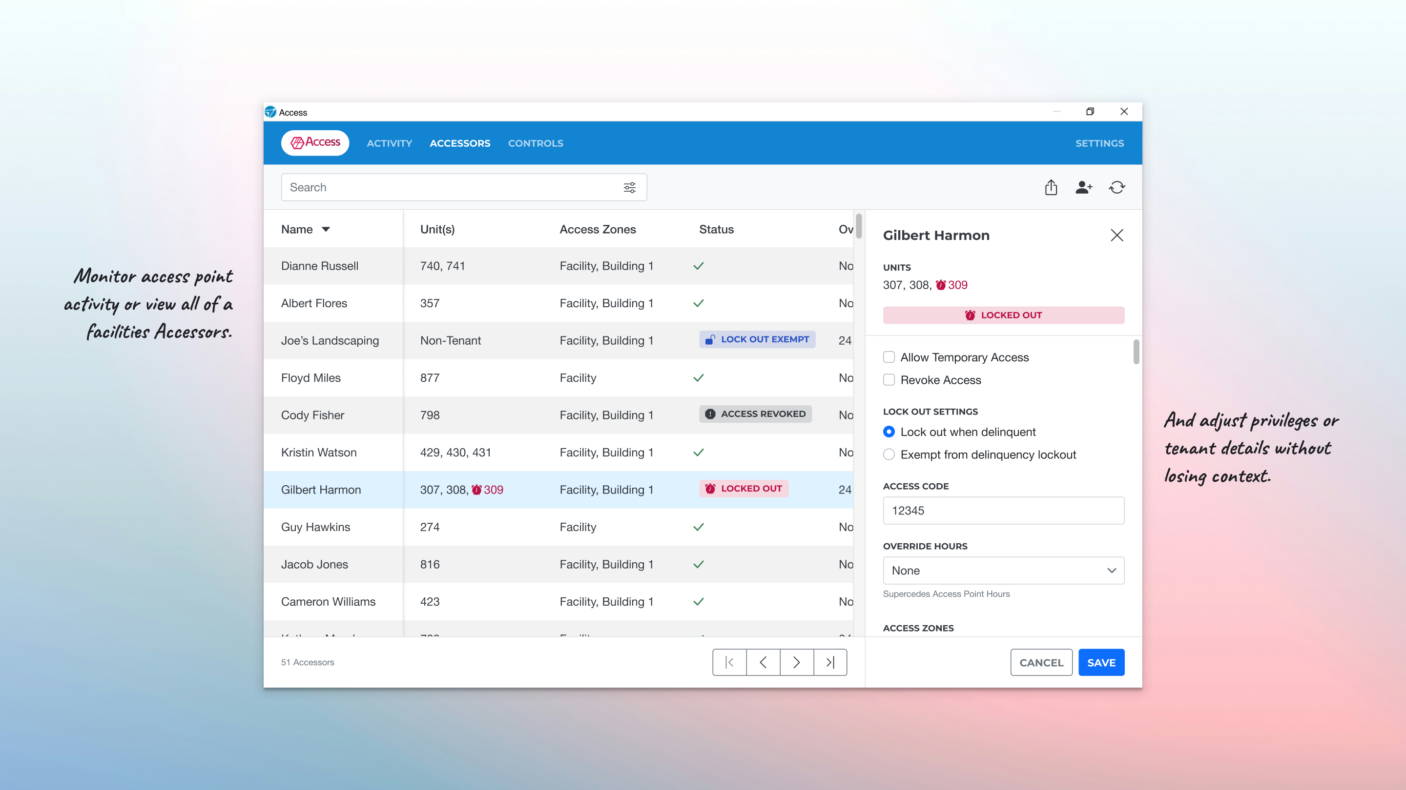 Access solution — screen 2