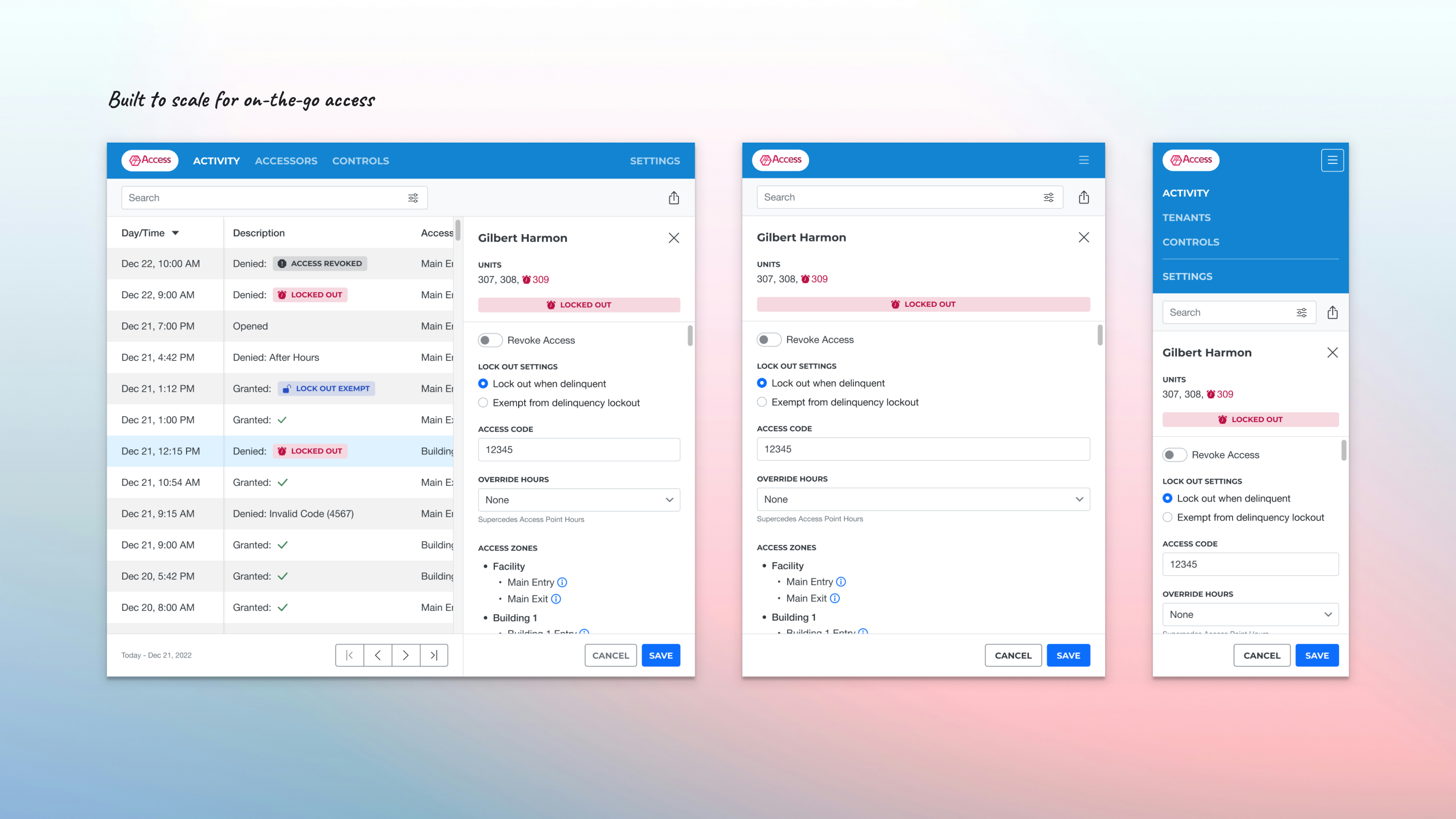 Access solution — screen 5