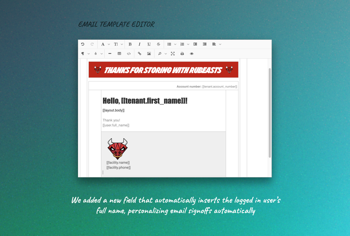 Email template editor enhancement — view 1