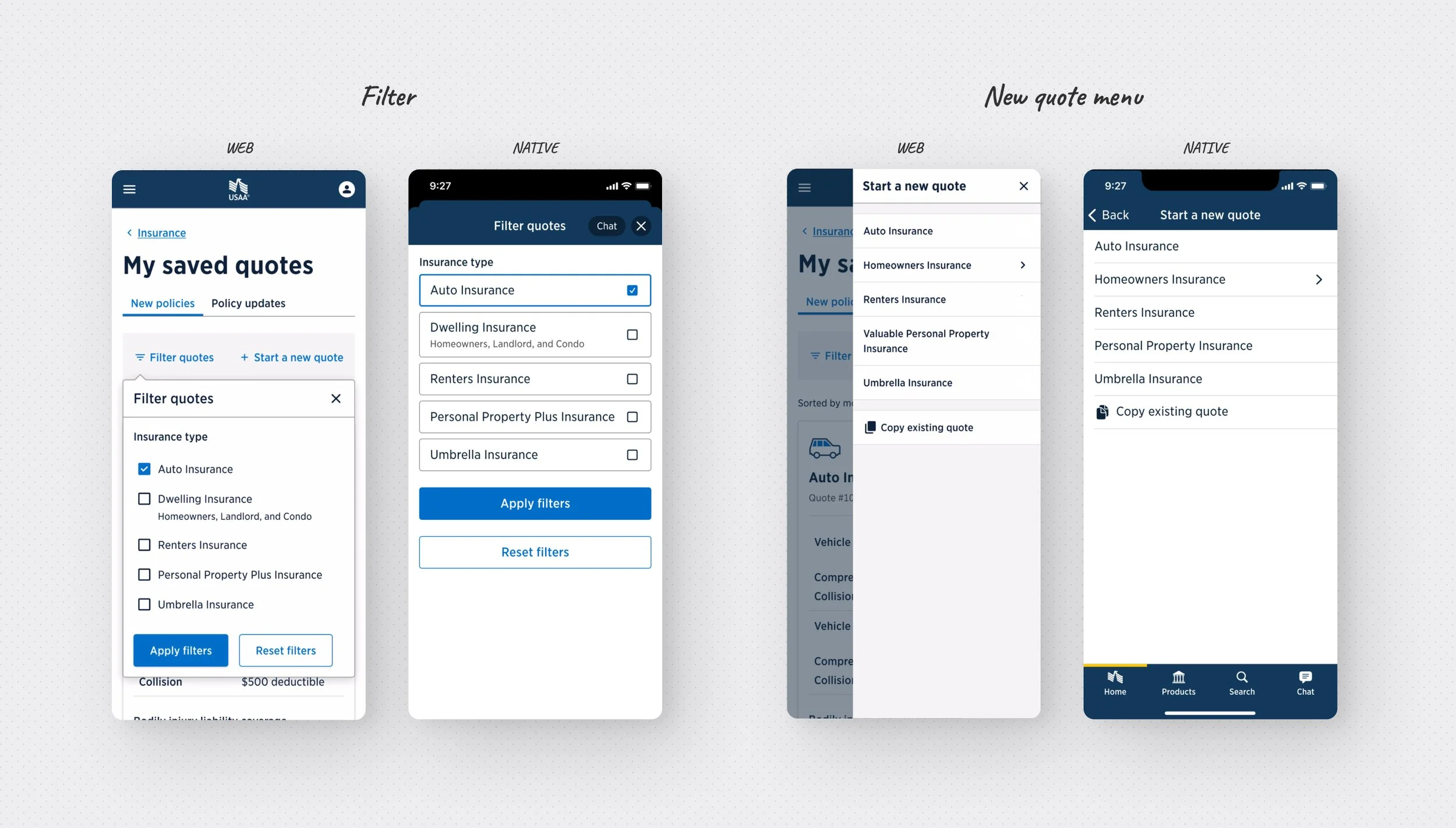 Quote card actions and expandable detail view
